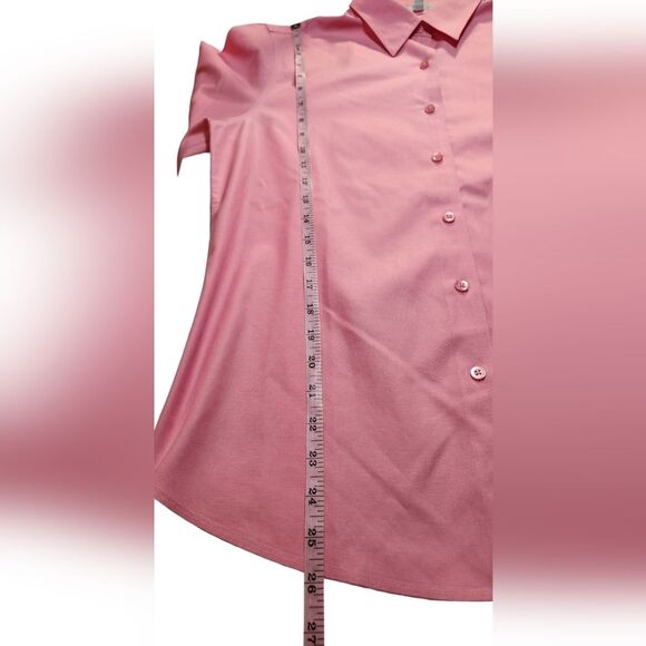 Foxcroft Top Shaped Fit Pinpoint Essential No Iron Shirt Wrinkle Free Pink 8 - Picture 7 of 9